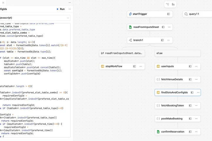 Restaurant Reservation Automation Bot with Retool Workflows for a Concierge Services Company