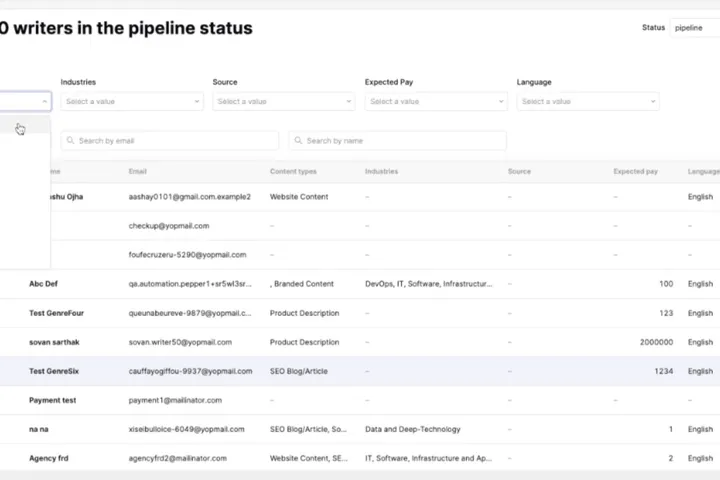 Retool App for Streamlining Writer Onboarding for Pepper Content's Marketplace