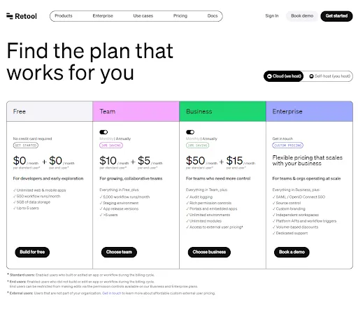 Retool Pricing Plans
